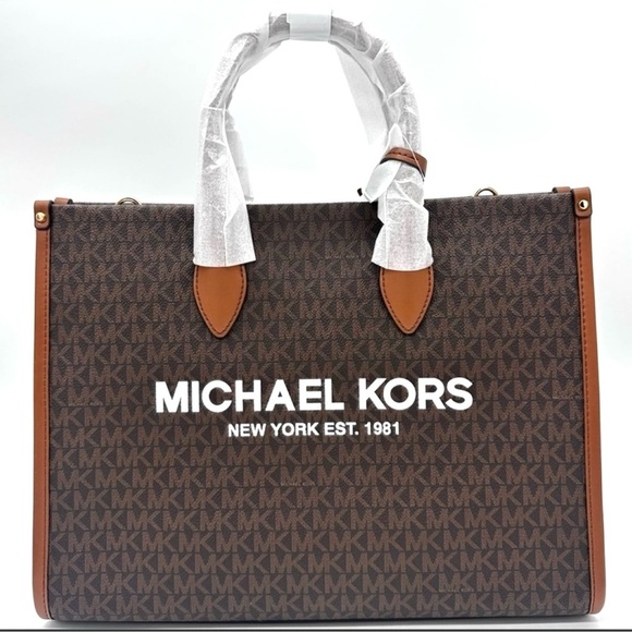 Michael Kors Medium Mirella Tote Bag Brown Leather - Picture 2 of 11